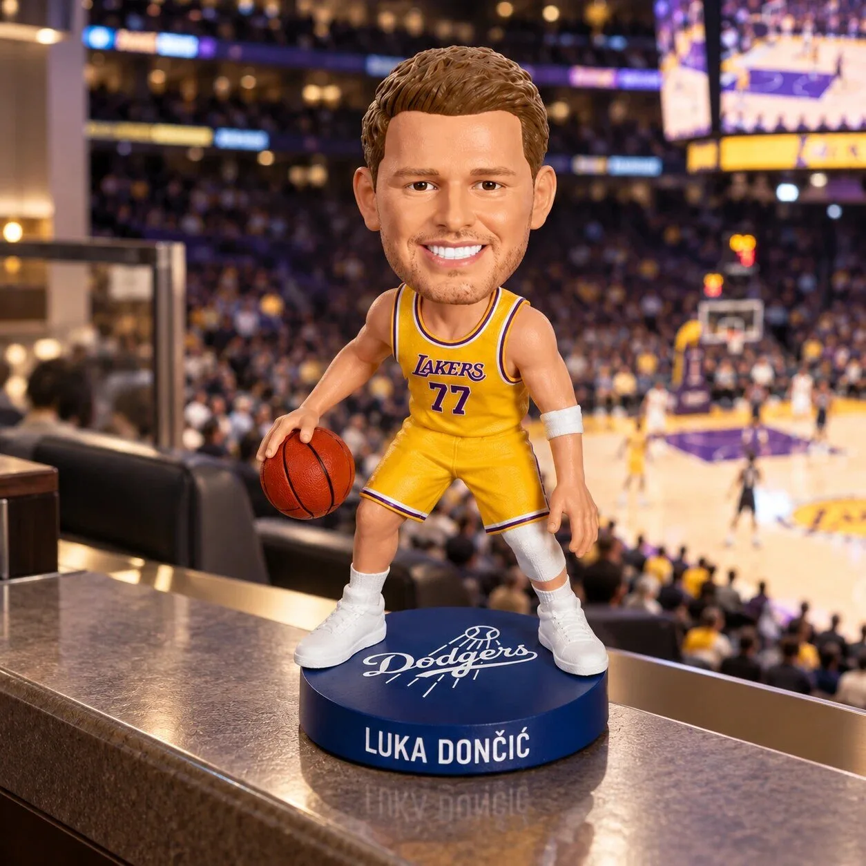 Luka Doncic Lakers 77 Dodgers Base Bobblehead